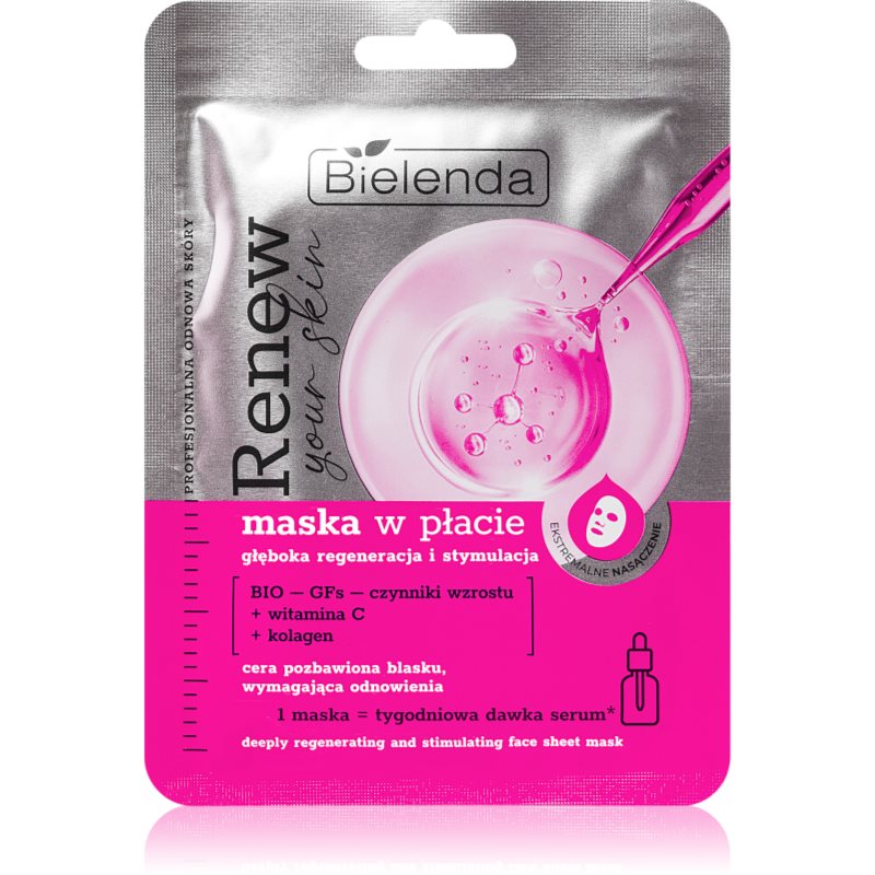 Bielenda Renew Your Skin plátýnková maska s regeneračním účinkem 18 g - parfo.cz