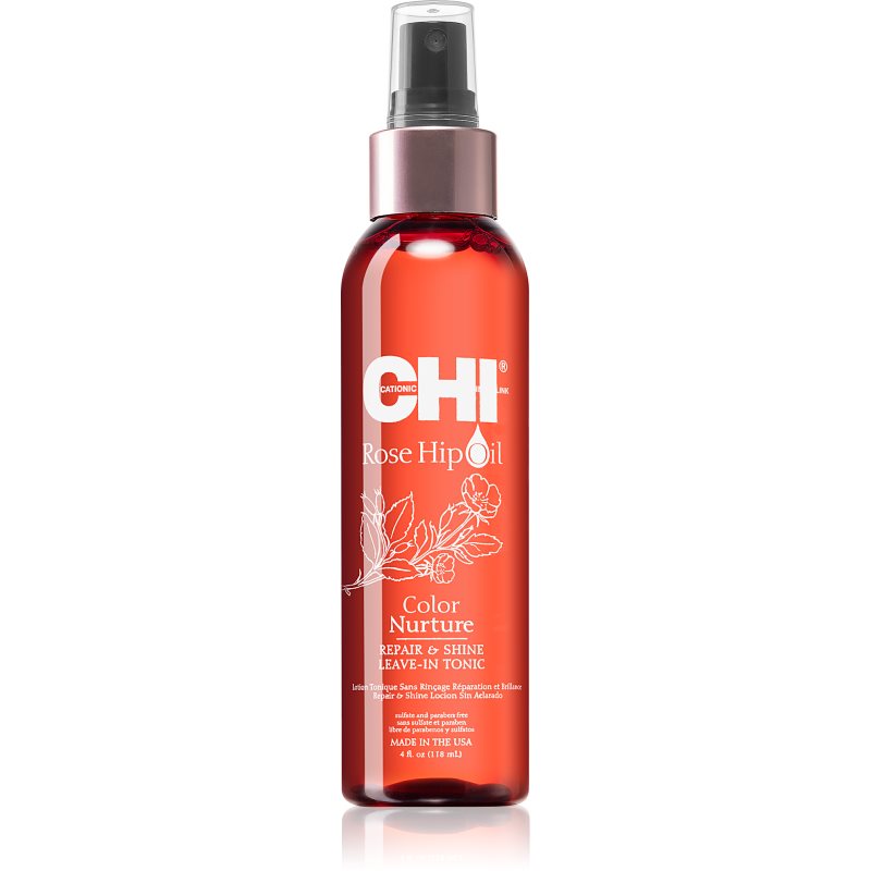 CHI Rose Hip Oil Repair and Shine Leave-in tonikum pro barvené a poškozené vlasy 118 ml - parfo.cz