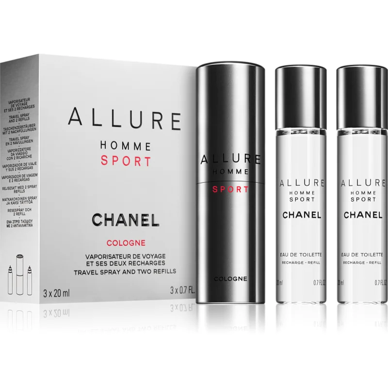 Chanel Allure Homme Sport Cologne kolínská voda (1x plnitelná + 2x náplň) pro muže 2x20 ml - parfo.cz