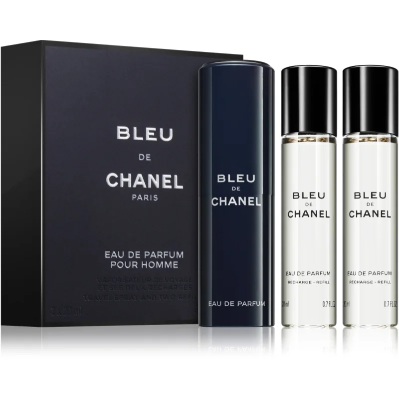 Chanel Bleu de Chanel travel parfémovaná voda (1x plnitelná + 2x náplň) pro muže 3 x 20 ml - parfo.cz
