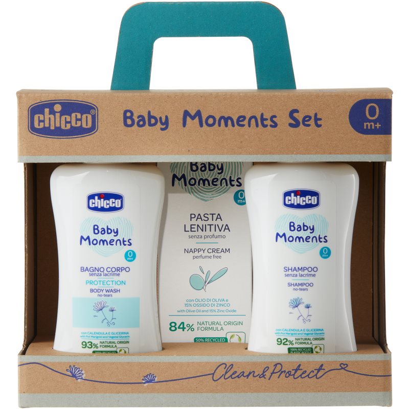 Chicco Baby Moments Clean & Protect dárková sada pro děti od narození - parfo.cz
