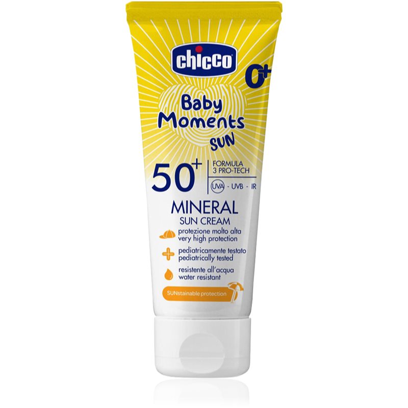 Chicco Baby Moments Sun Mineral opalovací krém pro děti SPF 50+ 0 m+ 75 ml - parfo.cz