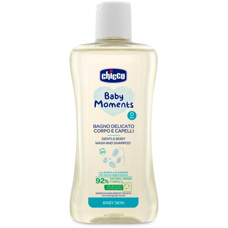 Chicco Baby Moments jemný dětský šampon na vlasy a tělo 200 ml - parfo.cz