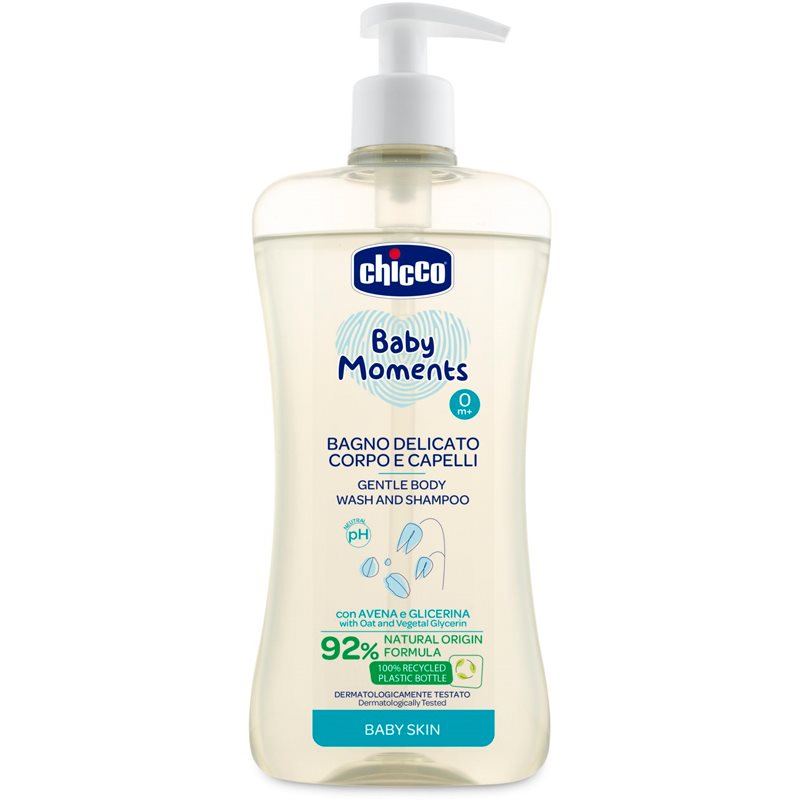 Chicco Baby Moments jemný dětský šampon na vlasy a tělo 500 ml - parfo.cz