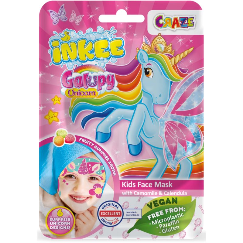 Craze INKEE Unicorn plátýnková maska pro děti 5y+ 1 ks - parfo.cz