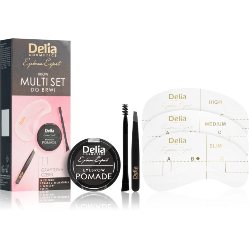 Delia Cosmetics Eyebrow Expert Zest sada na úpravu obočí odstín 1.1 Graphite Black 1 ks - parfo.cz
