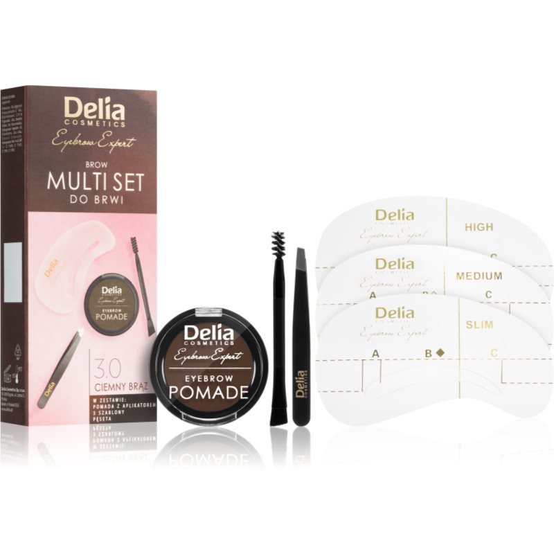 Delia Cosmetics Eyebrow Expert Zest sada na úpravu obočí odstín 3.0 Dark Brown 1 ks - parfo.cz