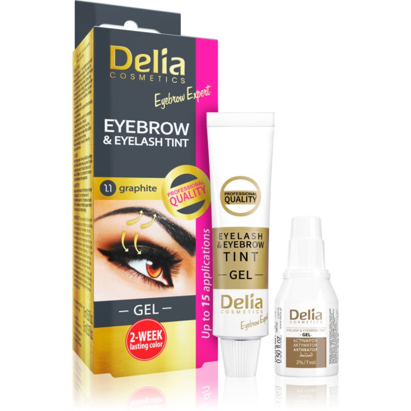Delia Cosmetics Eyebrow Expert barva na obočí a řasy s aktivátorem odstín 1.1. Graphite 2 x 15 ml - parfo.cz
