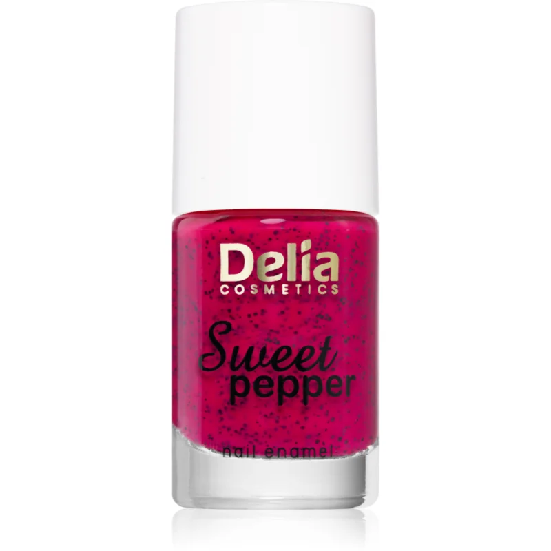 Delia Cosmetics Sweet Pepper Black Particles lak na nehty odstín 05 Raspberry 11 ml - parfo.cz