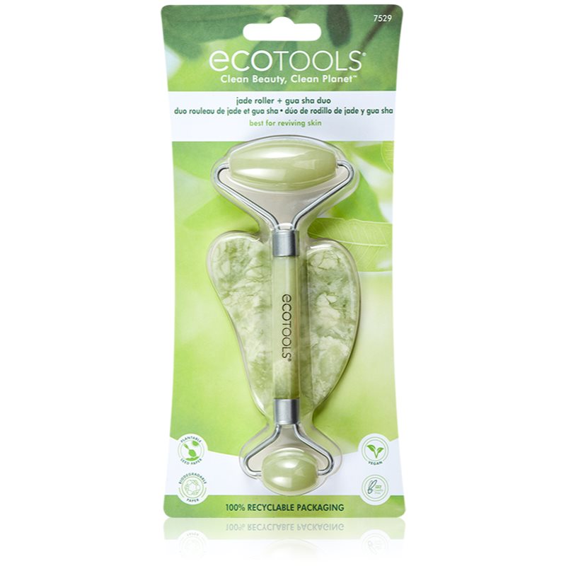 EcoTools Jade Roller & Gua Sha masážní váleček na obličej a masážní pomůcka 2 ks - parfo.cz