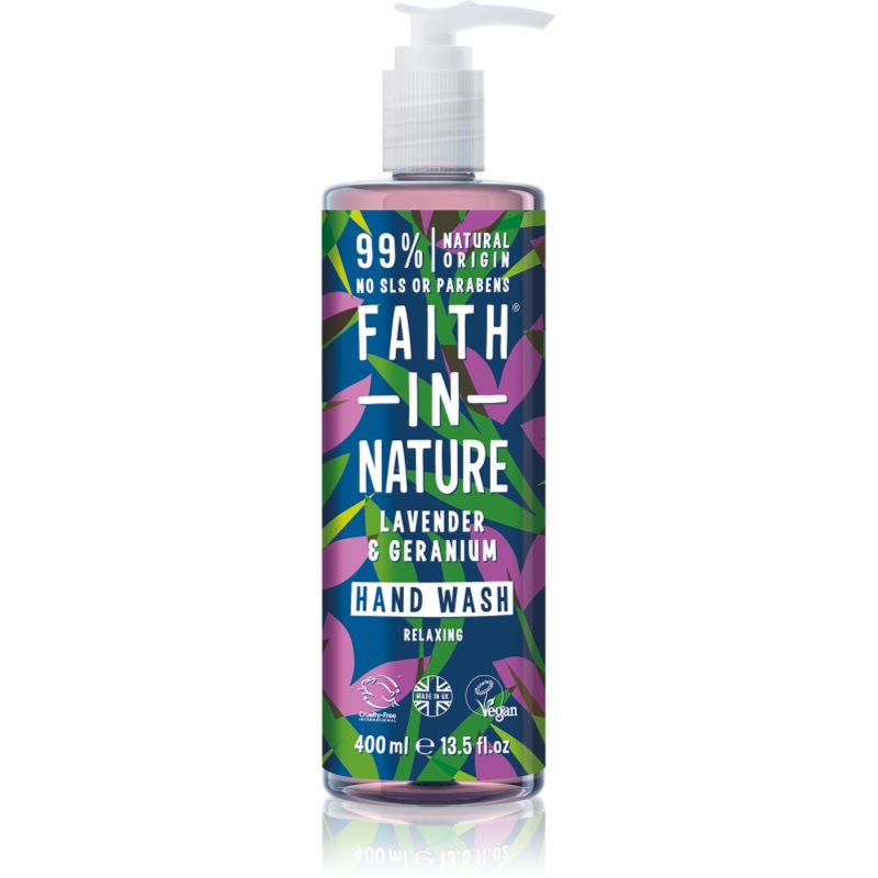 Faith In Nature Lavender & Geranium přírodní tekuté mýdlo na ruce s vůní levandule 400 ml - parfo.cz