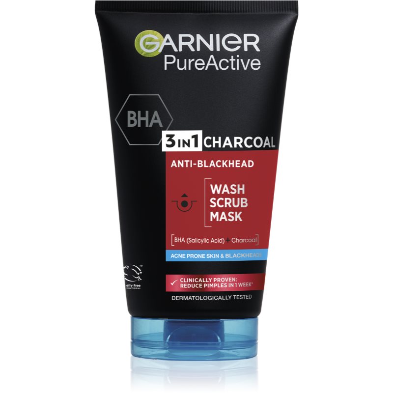 Garnier Pure Active černá maska na obličej proti černým tečkám a akné s aktivním uhlím 3v1 150 ml - parfo.cz
