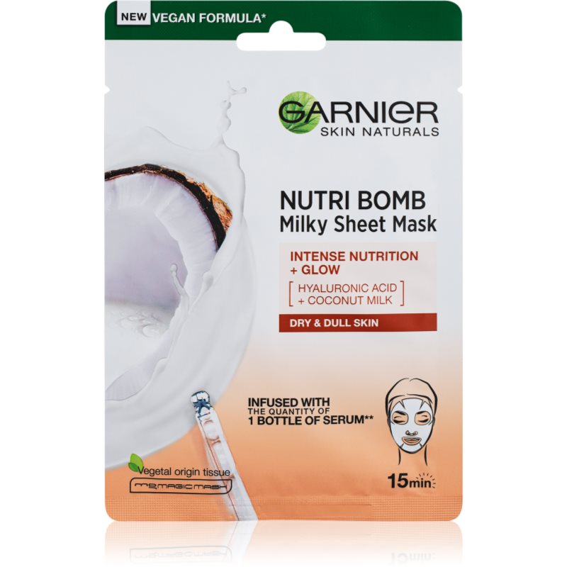 Garnier Skin Naturals Nutri Bomb vyživující plátýnková maska pro rozjasnění pleti 28 g - parfo.cz