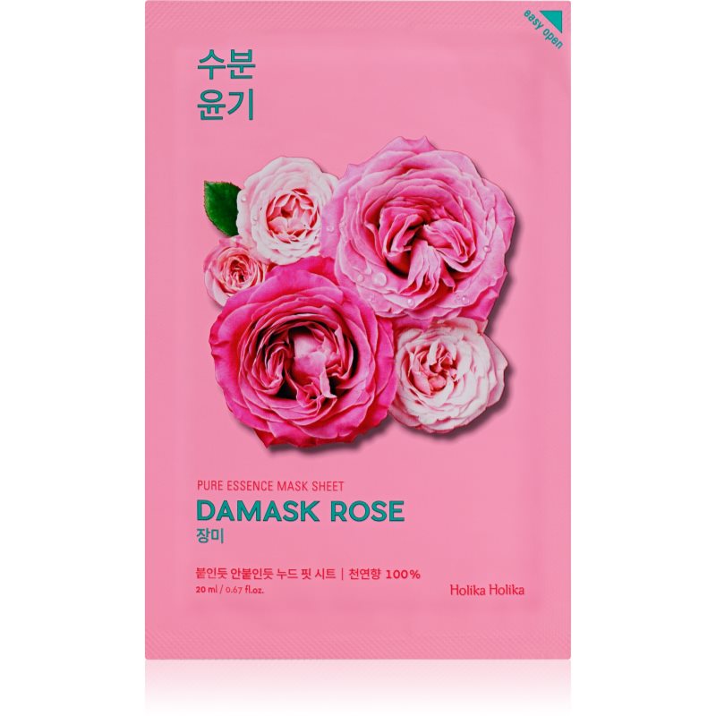 Holika Holika Pure Essence Damask Rose plátýnková maska s hydratačním a revitalizačním účinkem 20 ml - parfo.cz