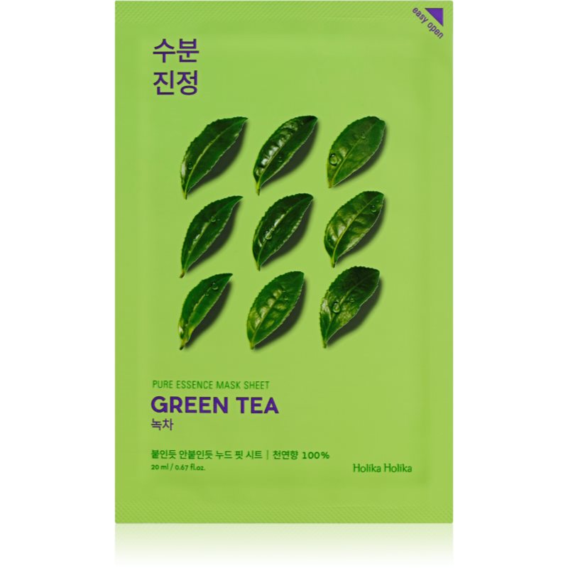 Holika Holika Pure Essence Green Tea pečující plátýnková maska pro citlivou a zarudlou pleť 23 ml - parfo.cz