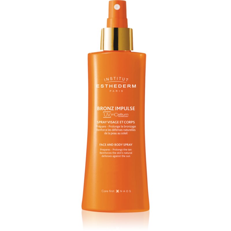 Institut Esthederm Bronz Impulse Face and Body Spray emulze ve spreji na obličej a tělo pro rychlejší a trvalejší opálení 150 ml - parfo.cz
