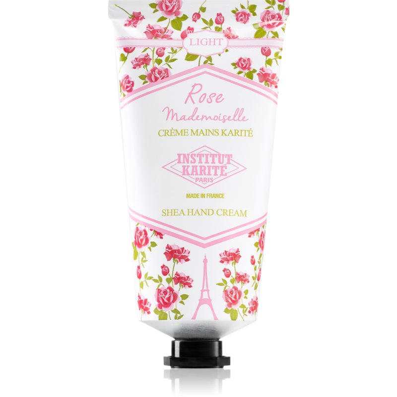 Institut Karité Paris Rose Mademoiselle Shea Hand Cream lehký krém na ruce s bambuckým máslem tube + box 75 ml - parfo.cz