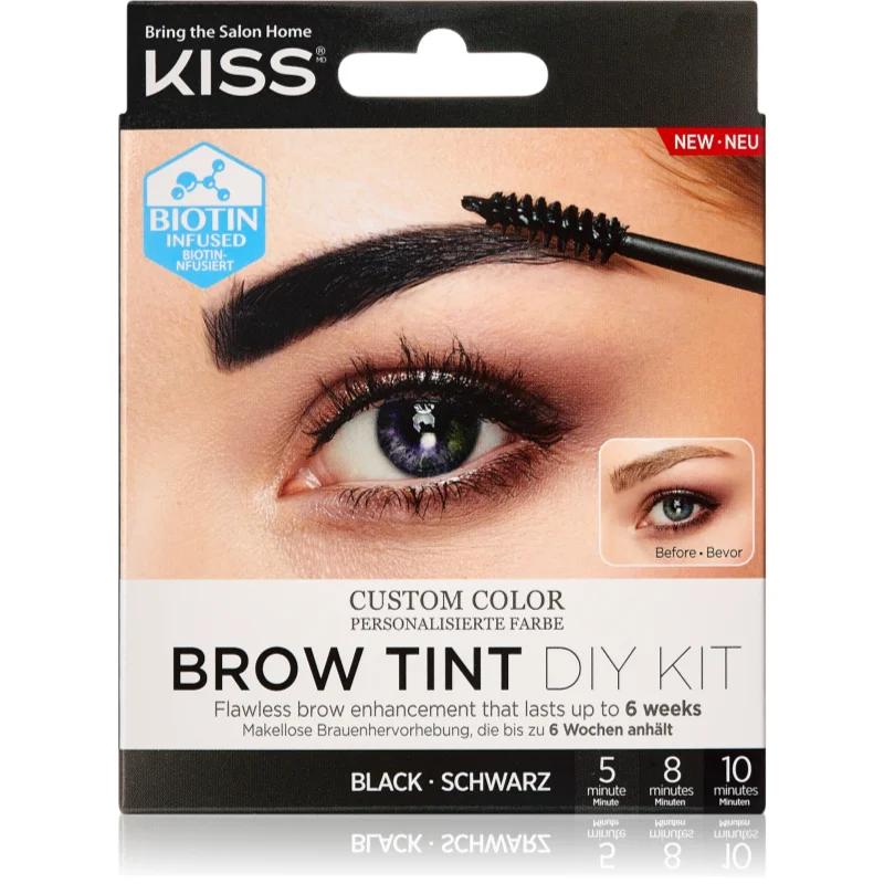 KISS Brow Tint DIY Kit barva na obočí odstín Black 20 ml - parfo.cz