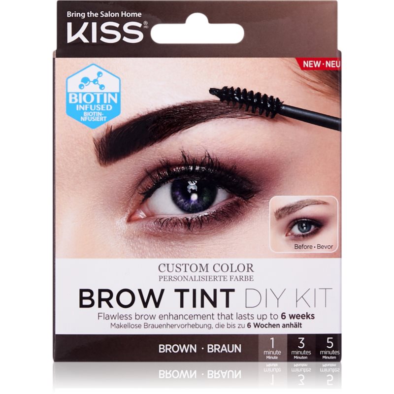 KISS Brow Tint DIY Kit barva na obočí odstín Brown 20 ml - parfo.cz