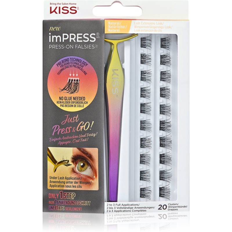 KISS imPRESS Press-on Falsies trsové nalepovací řasy s uzlíkem 01 Natural 20 ks - parfo.cz