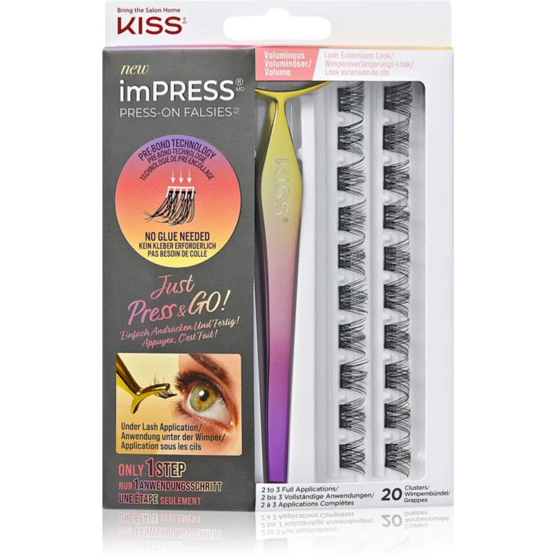 KISS imPRESS Press-on Falsies trsové nalepovací řasy s uzlíkem 02 Voluminous 20 ks - parfo.cz