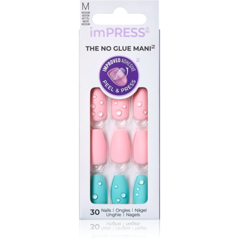 KISS imPRESS The No Glue Mani Medium umělé nehty Dew Drop 30 ks - parfo.cz