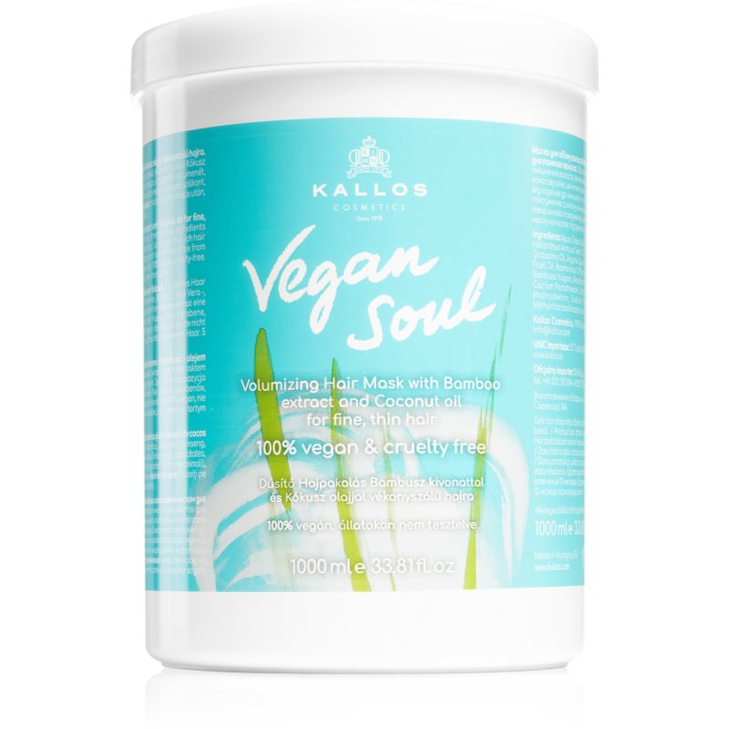 Kallos Vegan Soul Volumizing vyživující maska pro objem vlasů 1000 ml - parfo.cz