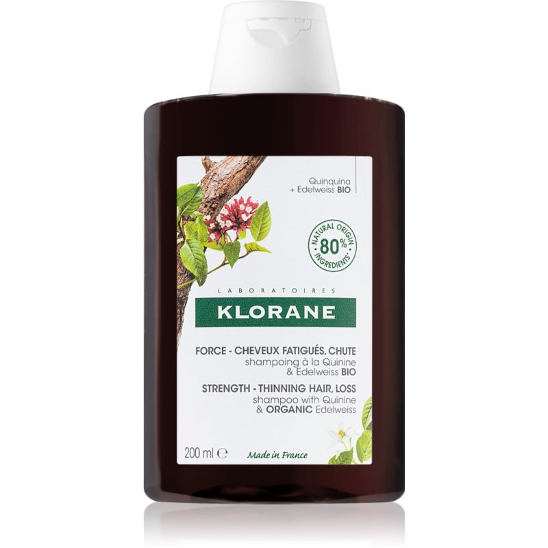 Klorane Chinin & Bio Protěž Alpská posilující šampon proti vypadávání vlasů 200 ml - parfo.cz