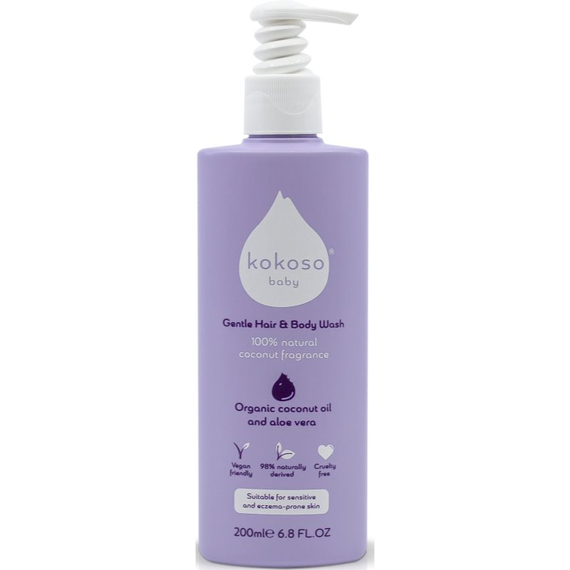 Kokoso Baby Kids mycí gel na tělo a vlasy s parfemací pro děti 200 ml - parfo.cz