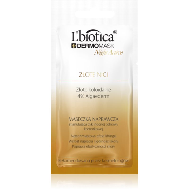 L’biotica DermoMask Night Active liftingová a zpevňující maska s 24karátovým zlatem 12 ml - parfo.cz