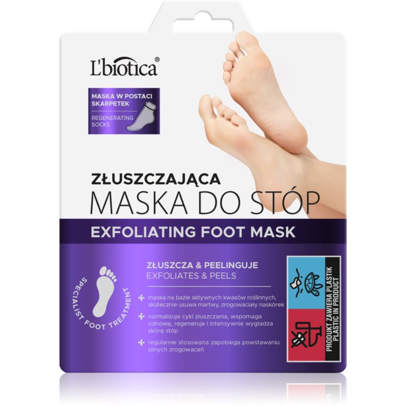 L’biotica Masks exfoliační ponožky pro zjemnění a hydrataci pokožky nohou 1 pár - parfo.cz