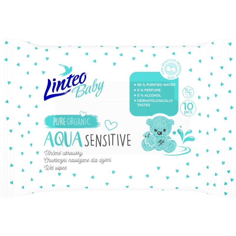 Linteo Baby Aqua Sensitive dětské jemné vlhčené ubrousky 10 ks - parfo.cz