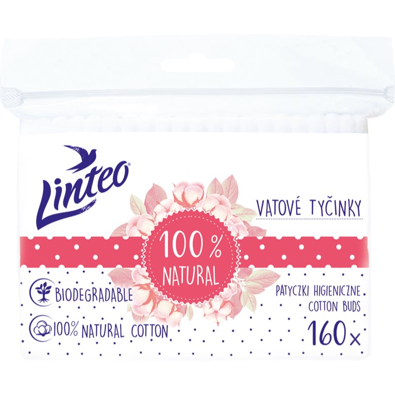 Linteo Natural Cotton Buds vatové tyčinky v sáčku 160 ks - parfo.cz