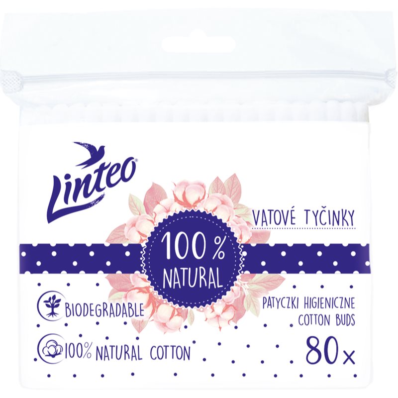 Linteo Natural Cotton Buds vatové tyčinky v sáčku 80 ks - parfo.cz