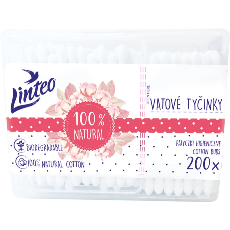 Linteo Natural vatové tyčinky box 200 ks - parfo.cz