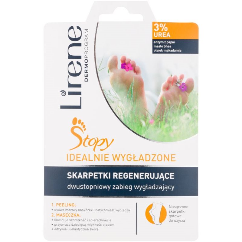 Lirene Foot Care regenerace pokožky chodidel ve dvou krocích peeling + maska ve formě ponožek (3% Urea) 1 ks - parfo.cz