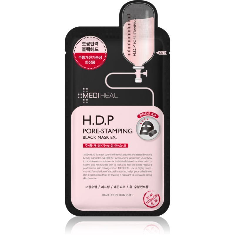 MEDIHEAL Black Mask H.D.P Pore-Stamping plátýnková maska pro stažení pórů 25 ml - parfo.cz