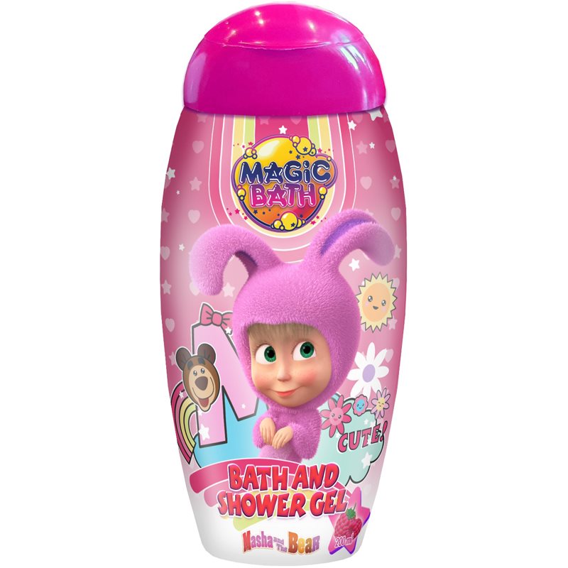 Masha & The Bear Magic Bath Bath & Shower Gel sprchový a koupelový gel pro děti Raspberry 200 ml - parfo.cz