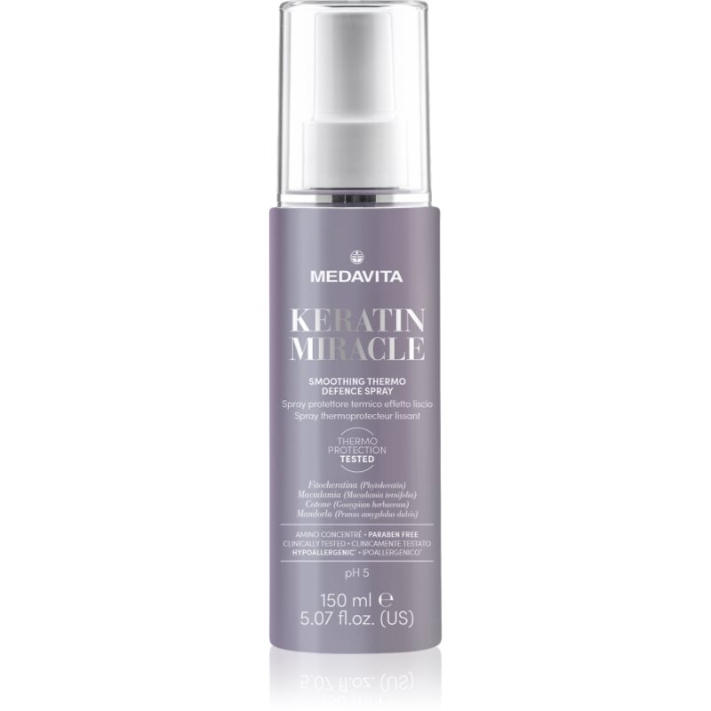 Medavita Keratin Miracle Smoothing Thermo Defence Spray termoochranný sprej pro úpravu žehličkou a kulmou na vlasy 150 ml - parfo.cz