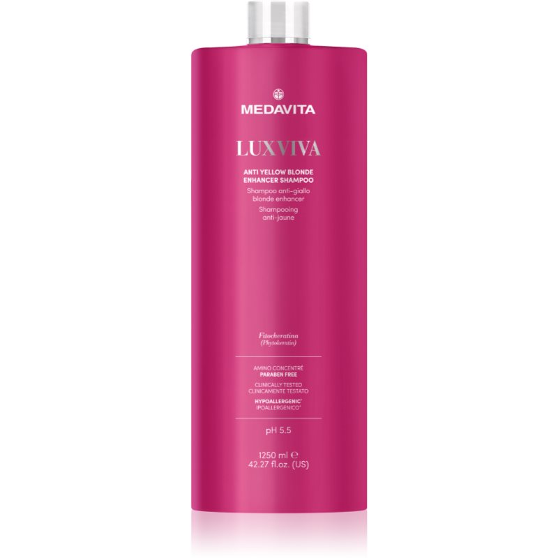 Medavita LUXVIVA Anti-Yellow Shampoo šampon pro ochranu barvy blond vlasů 1250 ml - parfo.cz