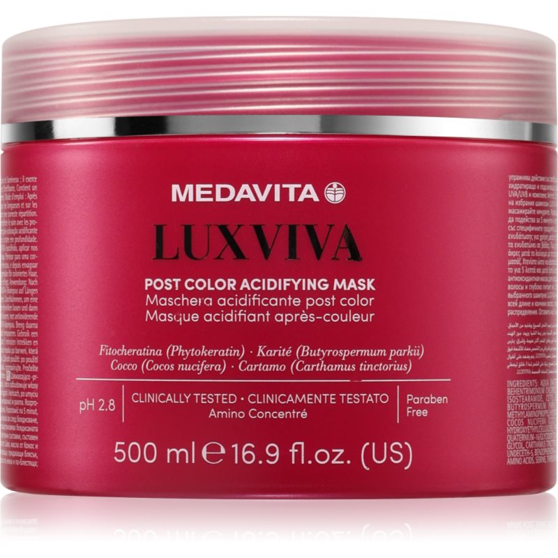 Medavita LUXVIVA Post Color Acidifying Mask ošetřující maska pro barvené vlasy 500 ml - parfo.cz