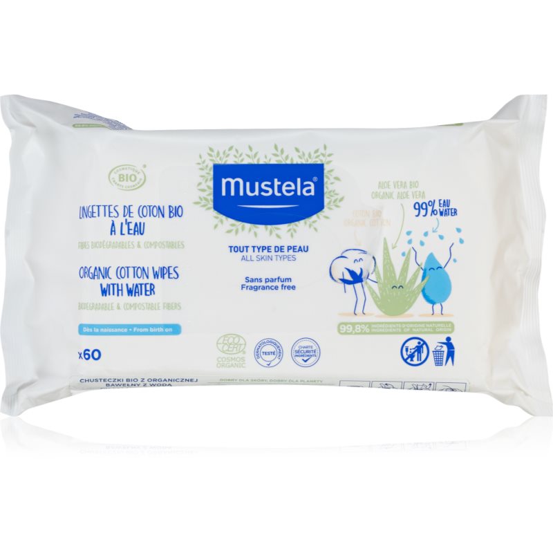 Mustela BIO Organic Cotton Wipes vlhčené ubrousky pro děti 60 ks - parfo.cz