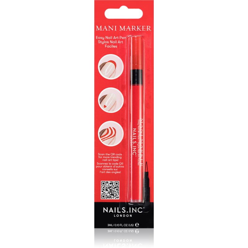 Nails Inc. Mani Marker zdobicí lak na nehty v aplikačním peru odstín Red 3 ml - parfo.cz