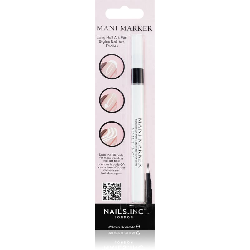 Nails Inc. Mani Marker zdobicí lak na nehty v aplikačním peru odstín White 3 ml - parfo.cz