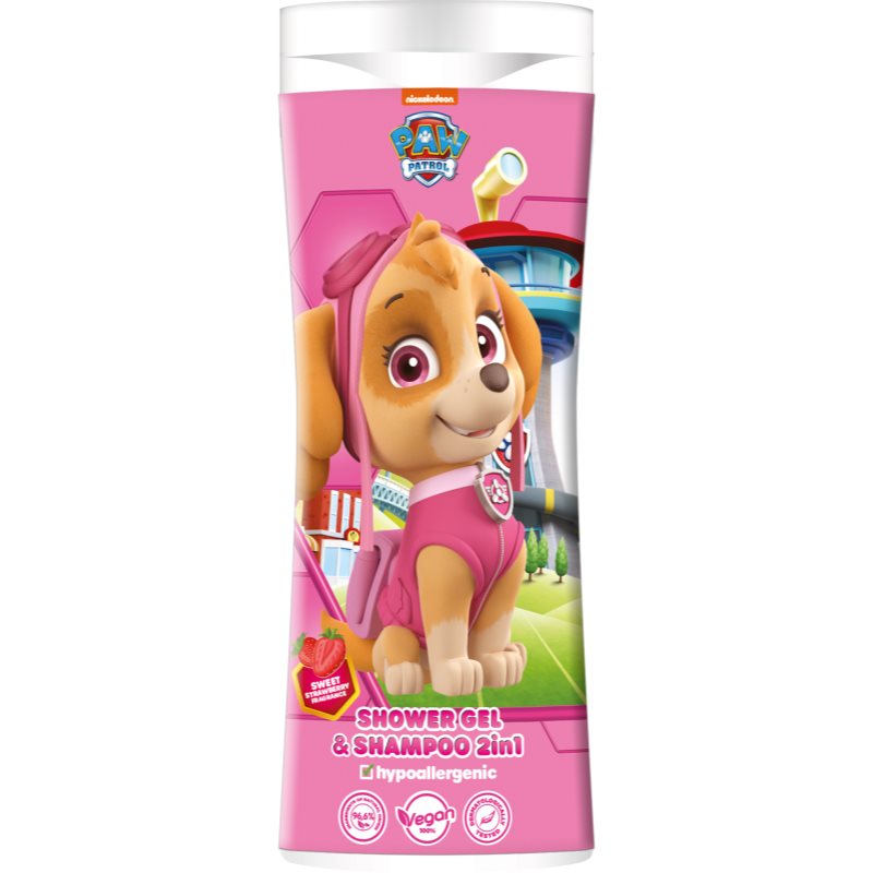 Nickelodeon Paw Patrol Shower gel& Shampoo 2in1 šampon a sprchový gel pro děti Strawberry 300 ml - parfo.cz