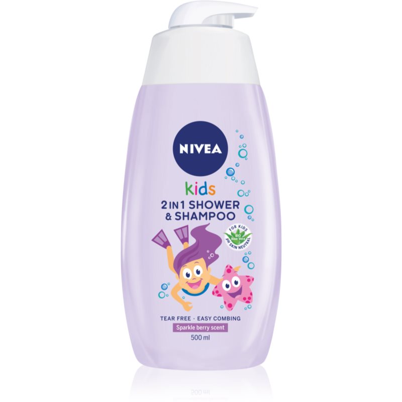 Nivea Kids Girl sprchový gel a šampon pro dívky 500 ml - parfo.cz