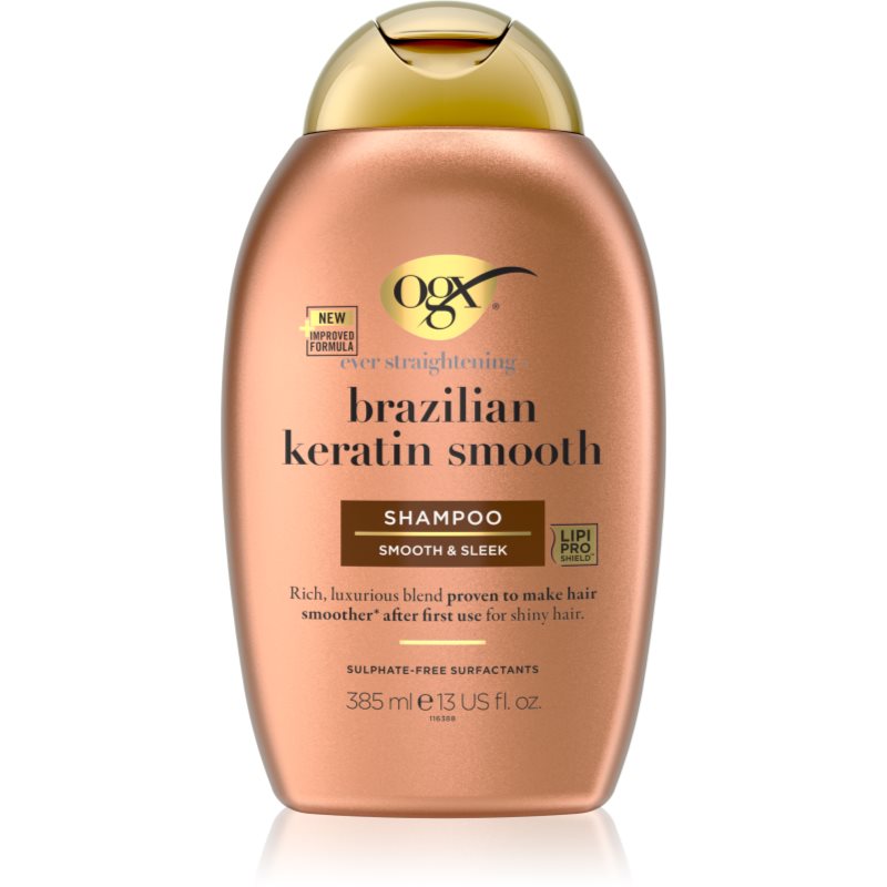 OGX Brazilian Keratin Smooth uhlazující šampon pro lesk a hebkost vlasů 385 ml - parfo.cz