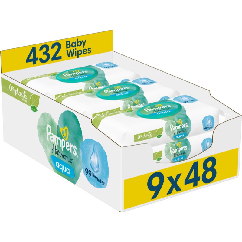 Pampers Harmonie Aqua vlhčené čisticí ubrousky pro děti 9x48 ks - parfo.cz