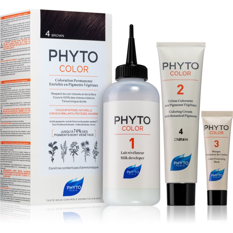 Phyto Color barva na vlasy bez amoniaku odstín 4 Brown 1 ks - parfo.cz