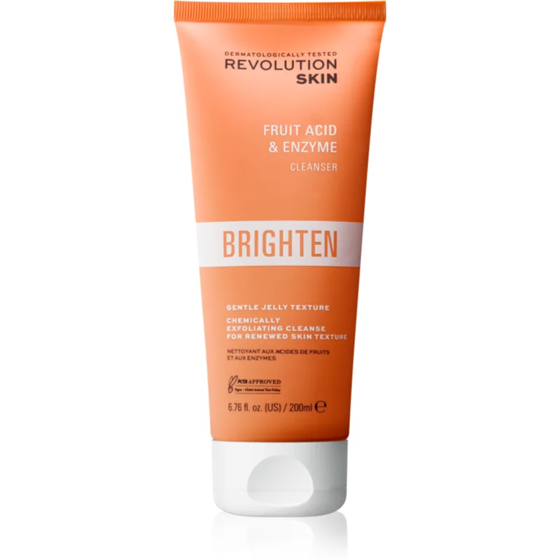 Revolution Skincare Brighten Fruit Acid & Enzyme rozjasňující čisticí gel s AHA kyselinami 200 ml - parfo.cz